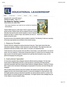 Ten Roles For Teacher Leaders - Inflexion